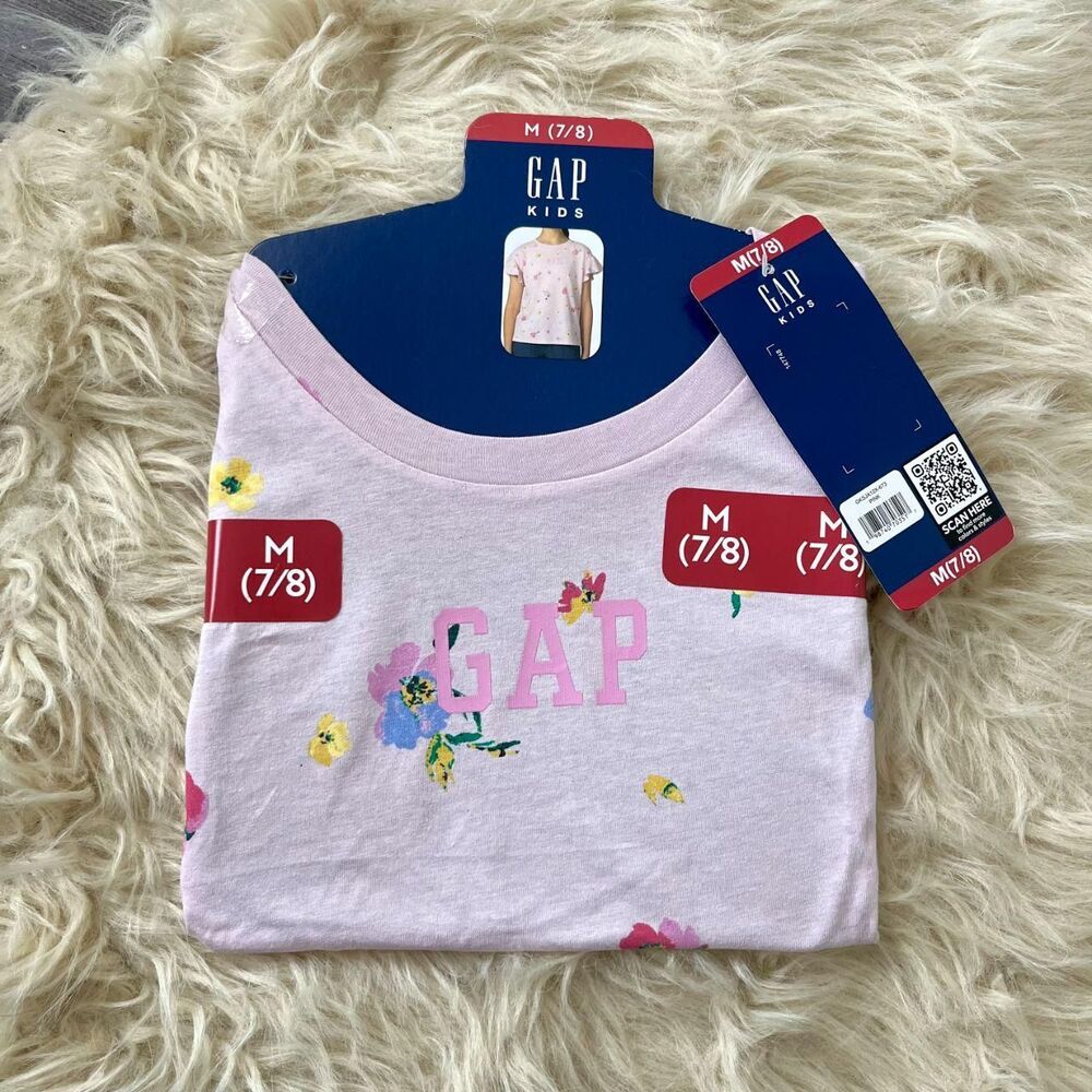 NWT Gap Pink Flower graphic t-shirt Size M 7 / 8